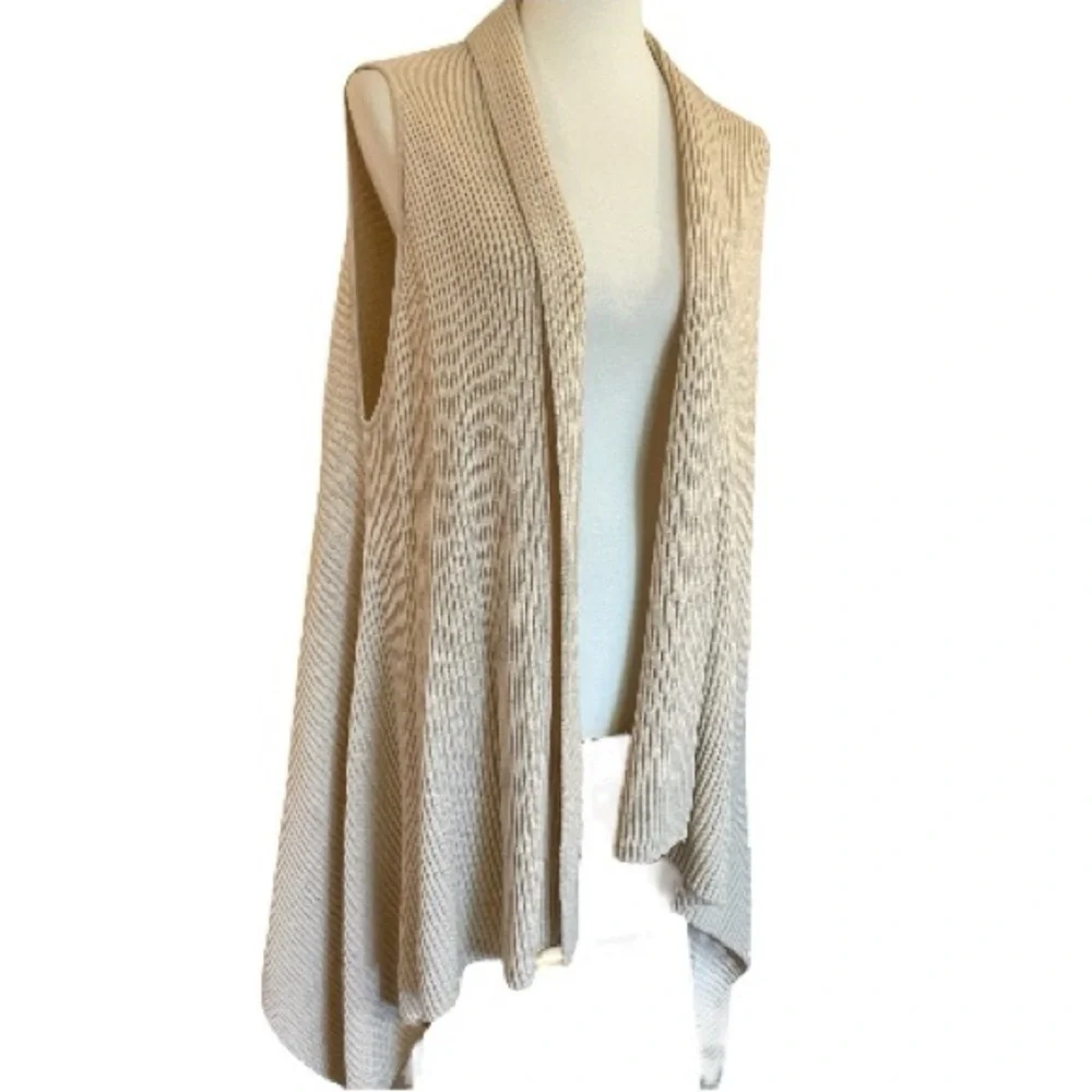 Loft Ribbed Open Vest Cardigan